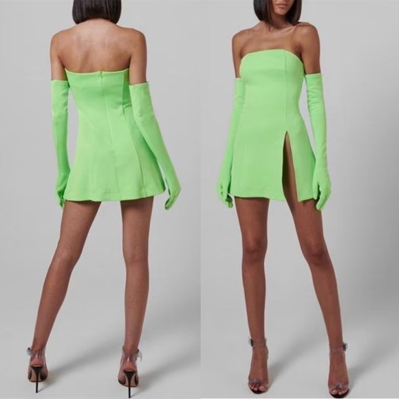 New Miscreants London Cupid Mini Split Dress & Gloves - Green UK 10 NWOT - Picture 15 of 15